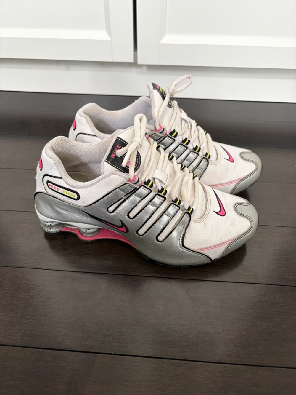 Nike White Sneakers with Pink and Silver Accents